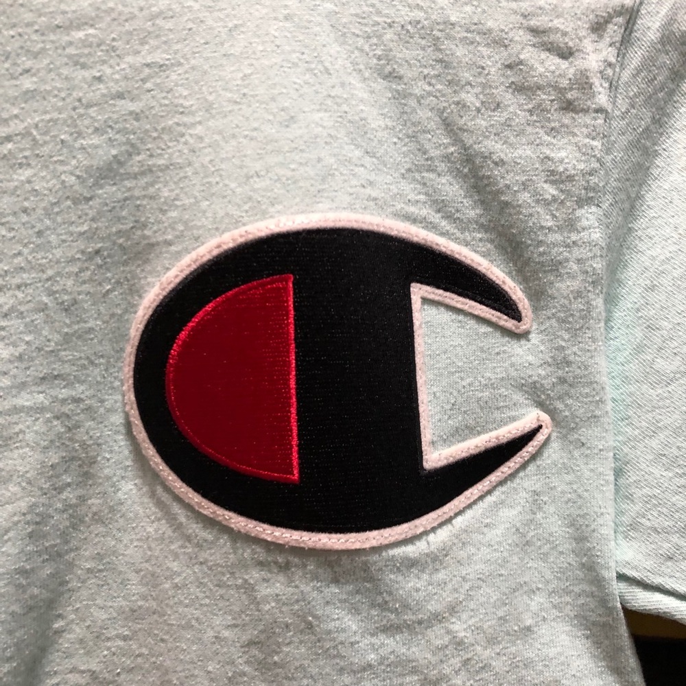 mint color champion shirt